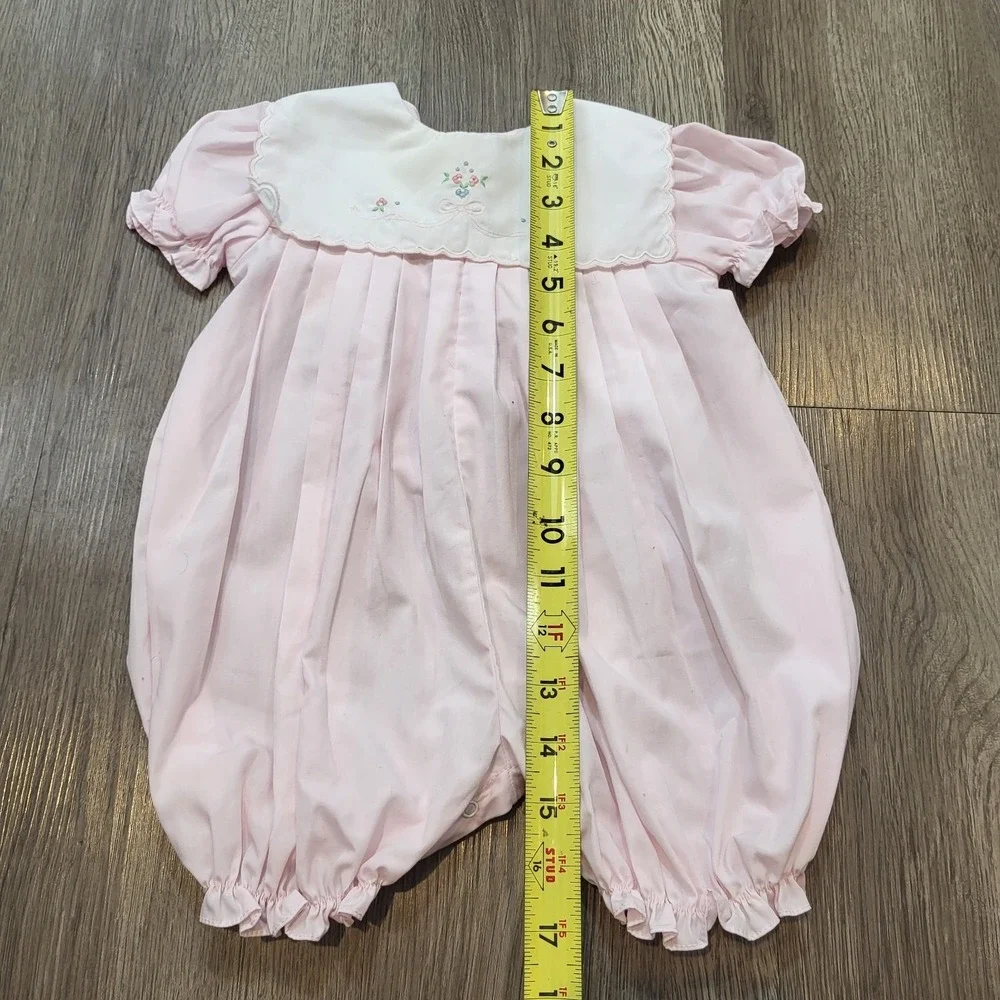 Vintage Carters Girls 6 Months 90's Y2K Bubble Romper‎ Light Pink